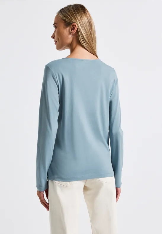 T-shirt à manches longues en couleur unie glacier blue