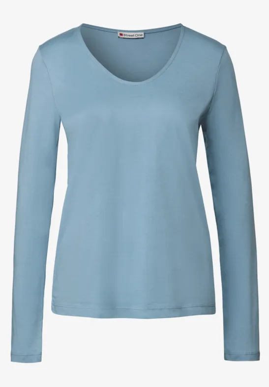 T-shirt à manches longues en couleur unie glacier blue