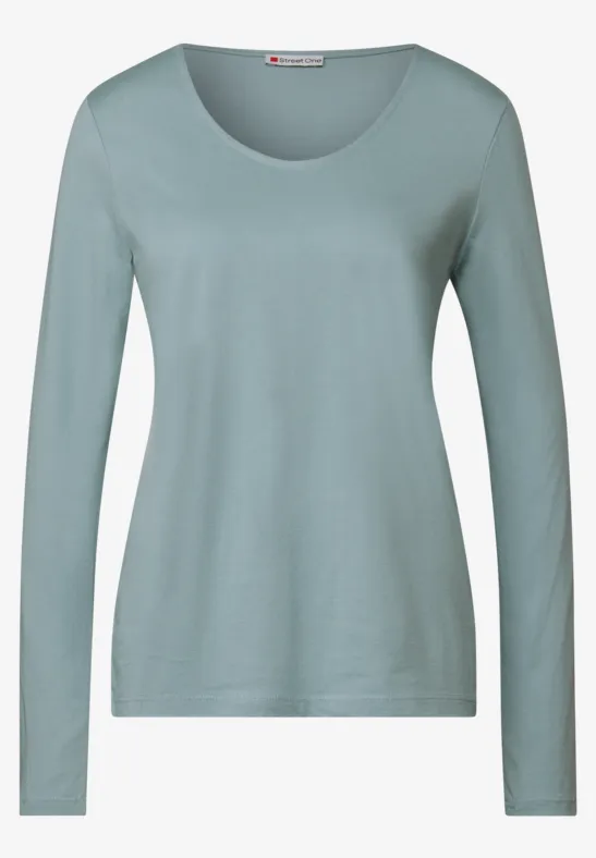 Overhemd met lange mouwen in effen kleur arona blue