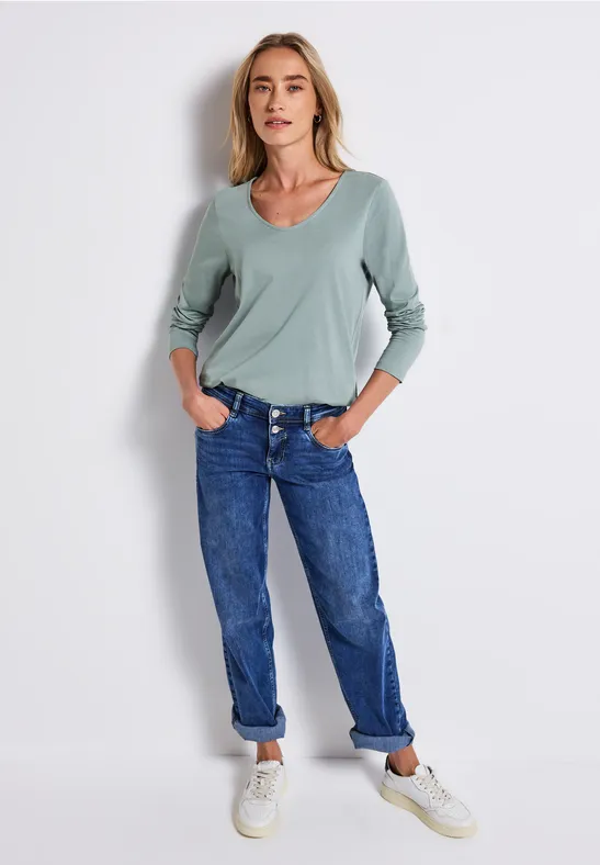 Overhemd met lange mouwen in effen kleur arona blue