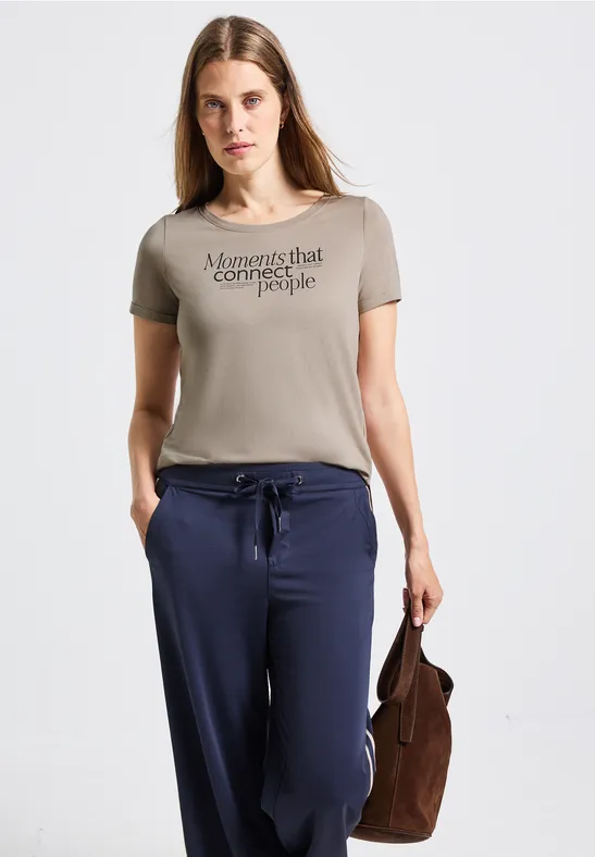 T-shirt avec impression sur le devant morning beige