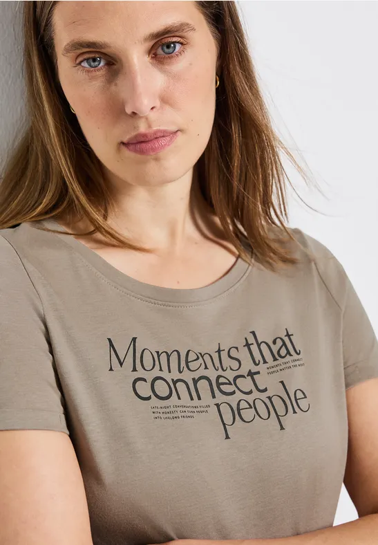 T-shirt avec impression sur le devant morning beige