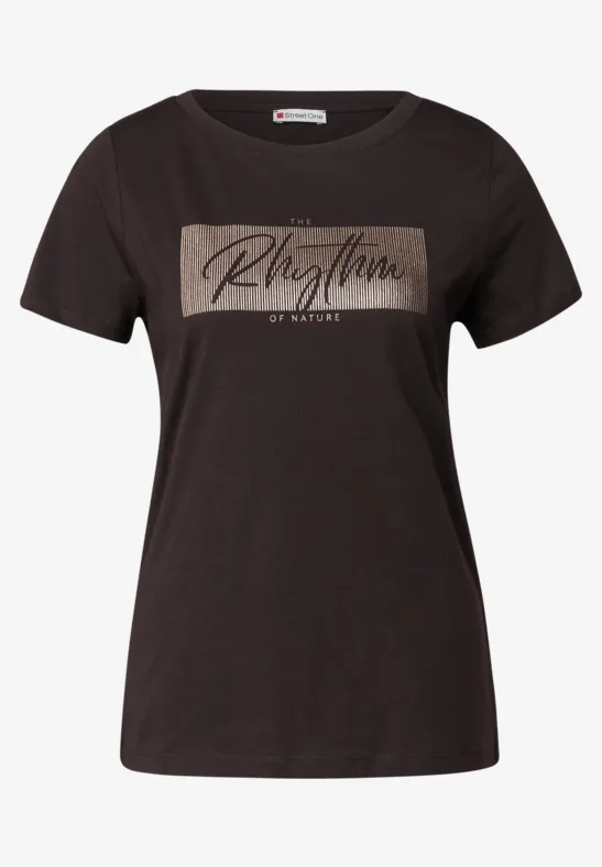 T-Shirt mit Print deep roast brown