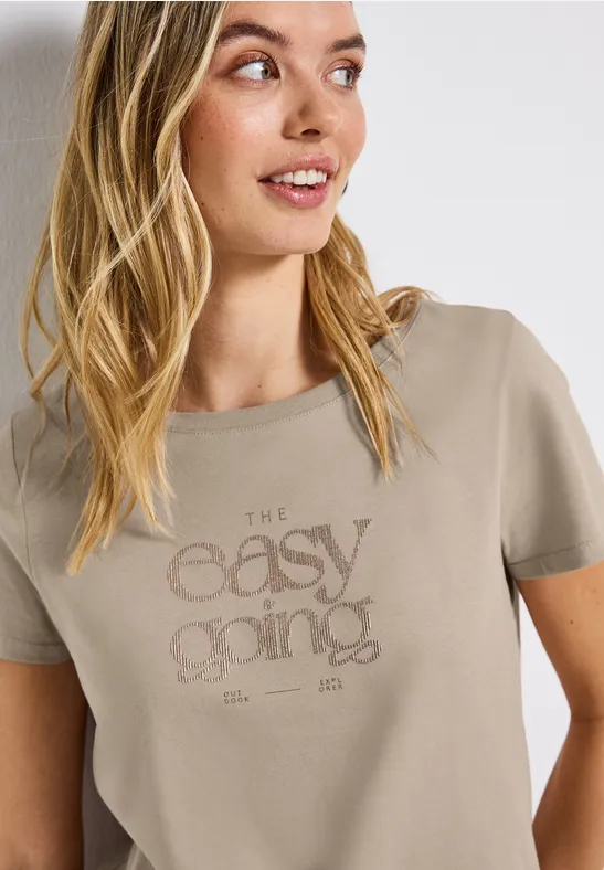 Shirt met print morning beige