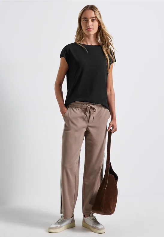 Shirt mit Ripp-Detail Black