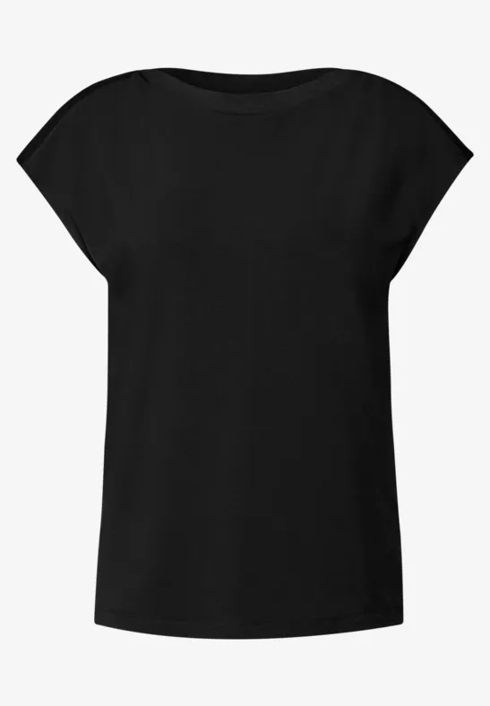 Shirt mit Ripp-Detail Black