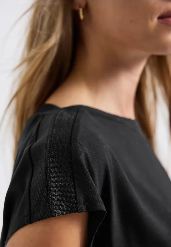 Shirt mit Ripp-Detail Black