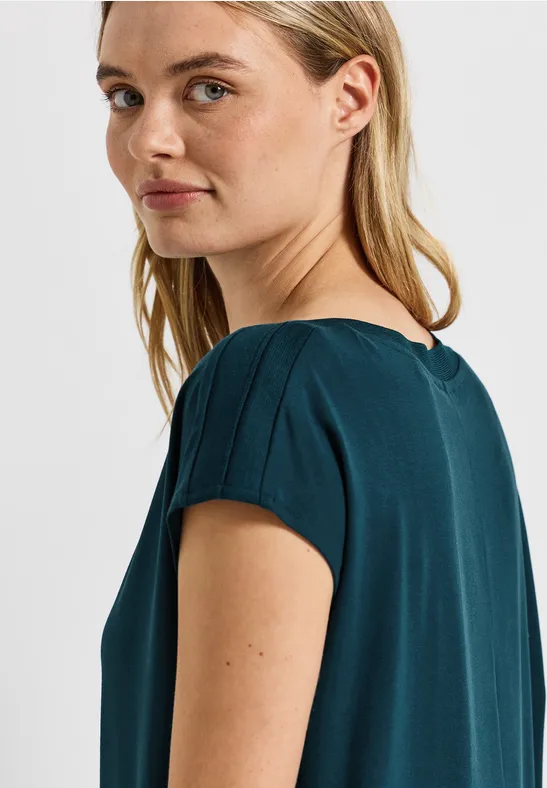 T-shirt avec détail côtelé tide blue