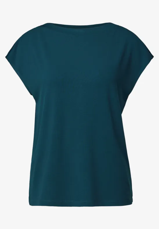 T-shirt avec détail côtelé tide blue