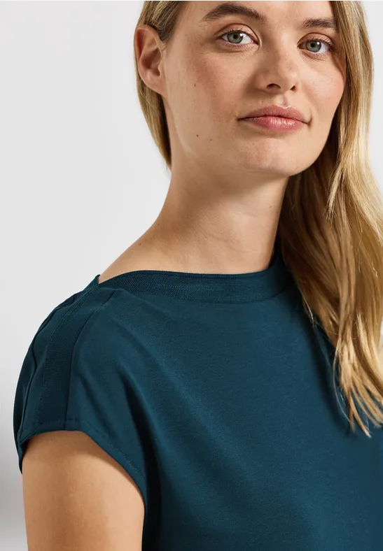 T-shirt avec détail côtelé tide blue