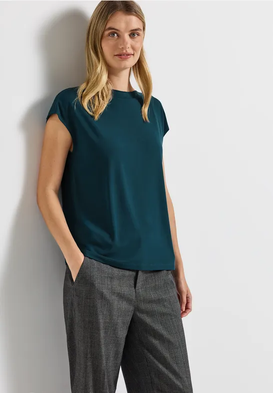 T-shirt avec détail côtelé tide blue