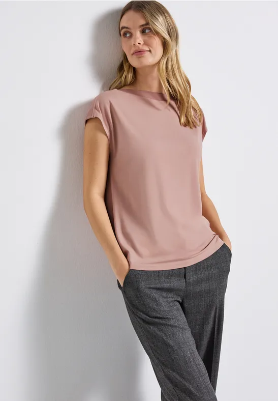 Shirt mit Ripp-Detail faded rose