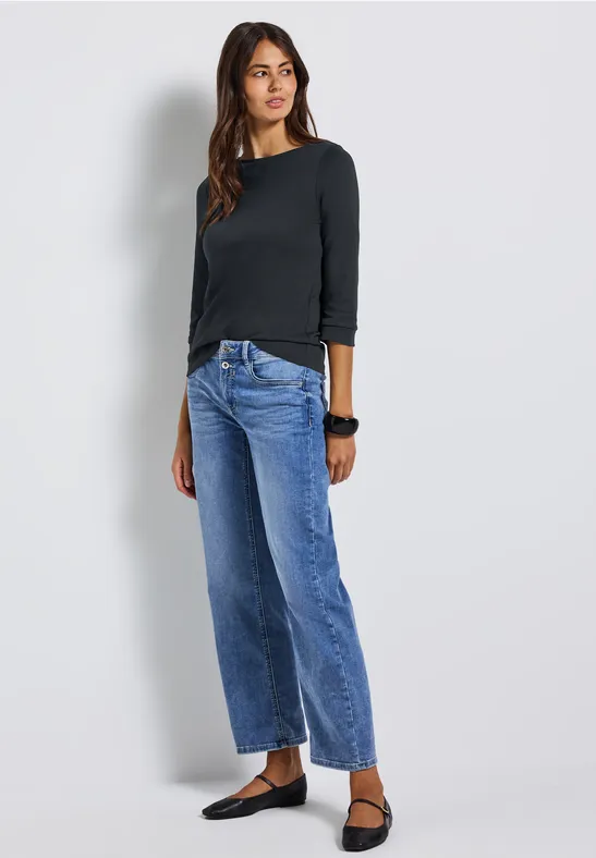Shirt mit U-Boot-Ausschnitt Black