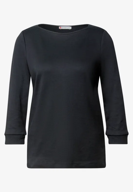 Shirt mit U-Boot-Ausschnitt Black