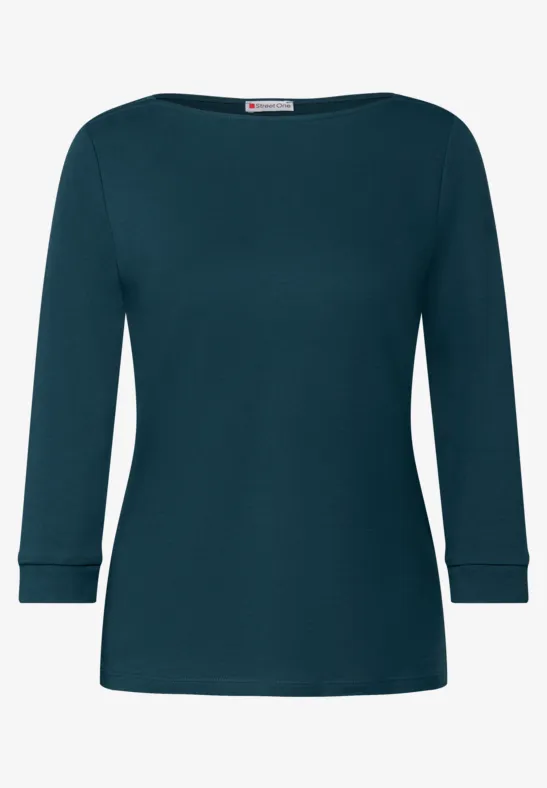 Shirt mit U-Boot-Ausschnitt tide blue