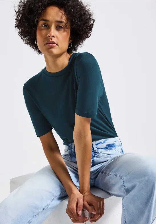 Basic Shirt mit Turtleneck tide blue
