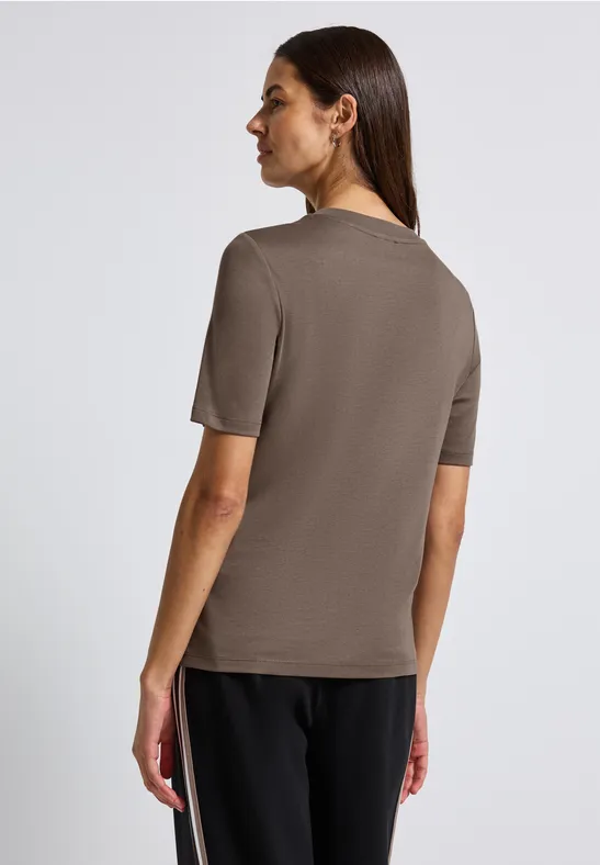 Basic shirt met col silk brown