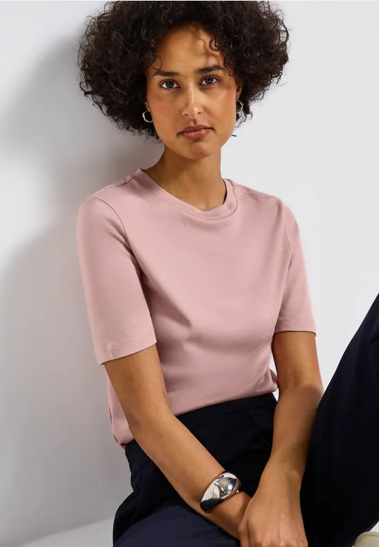 Basic Shirt mit Turtleneck faded rose