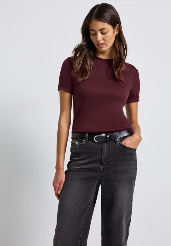 Basic Shirt mit Turtleneck wildberry red