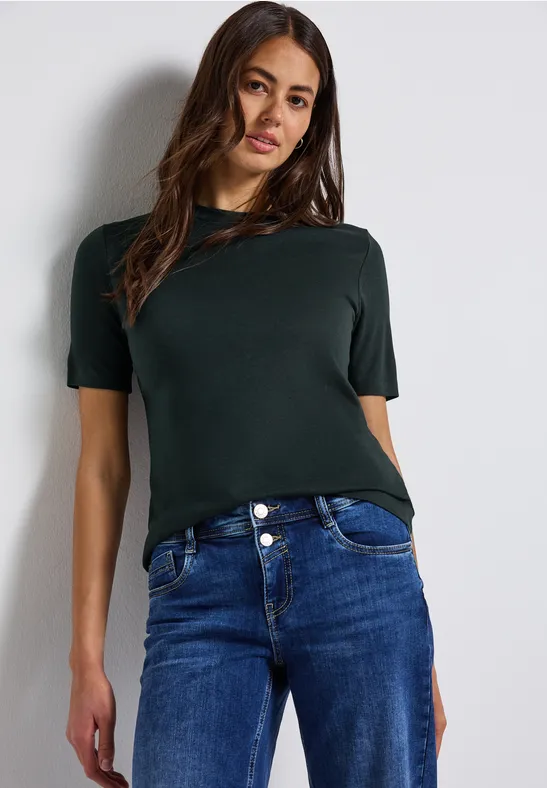 Basic Shirt mit Turtleneck evernight green