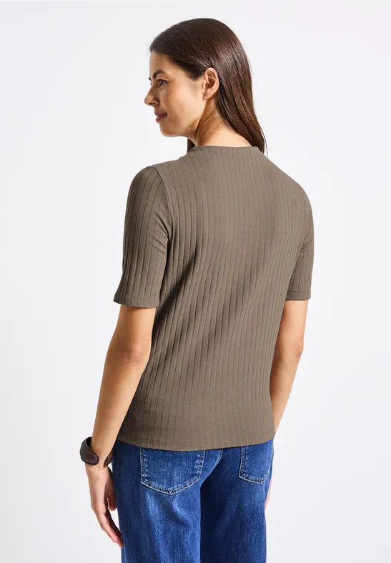 Turtleneck Shirt mit Knöpfen bark brown