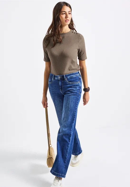 Turtleneck Shirt mit Knöpfen bark brown