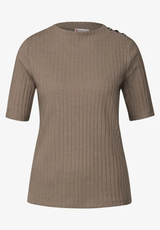Turtleneck Shirt mit Knöpfen bark brown