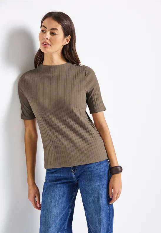 Turtleneck Shirt mit Knöpfen bark brown