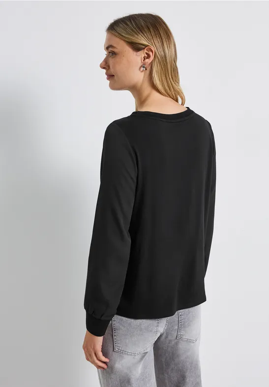 Materialmix Chiffon Shirt Black