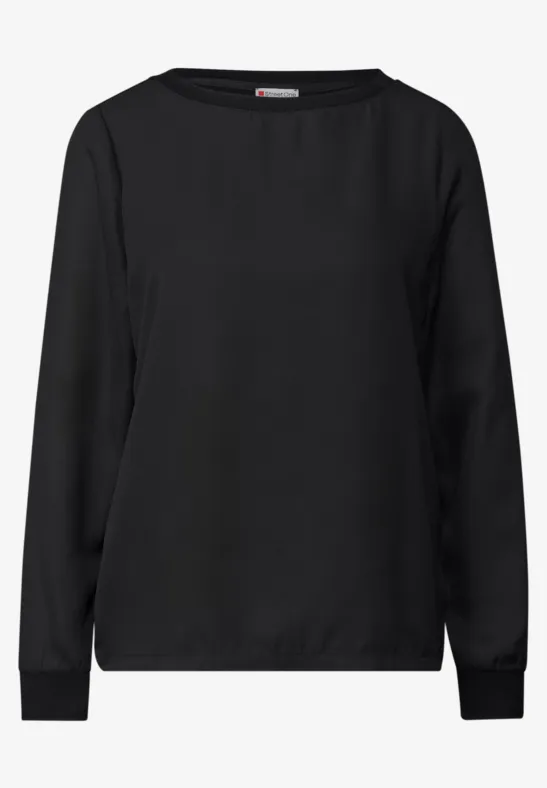 Materialmix Chiffon Shirt Black
