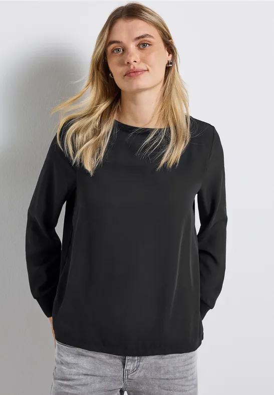 Materialmix Chiffon Shirt Black