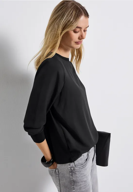 Materialmix Chiffon Shirt Black
