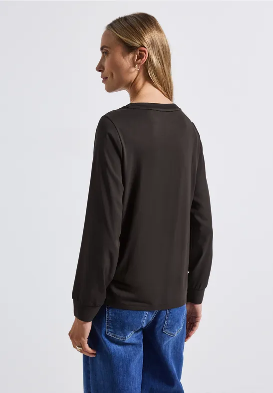 Materialmix Chiffon Shirt deep roast brown