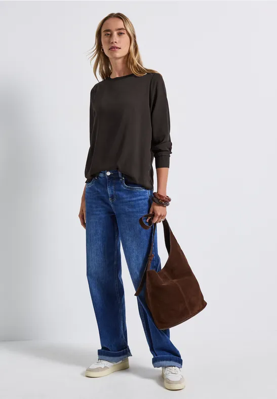 Materialmix Chiffon Shirt deep roast brown