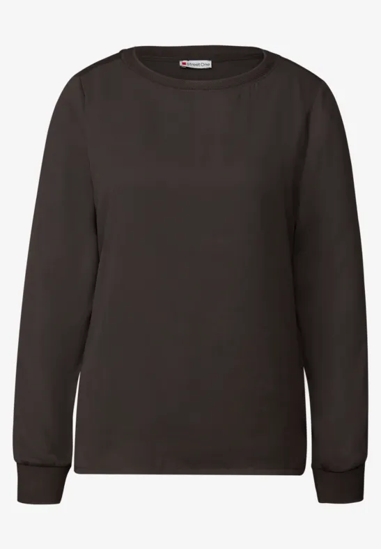 Materialmix Chiffon Shirt deep roast brown