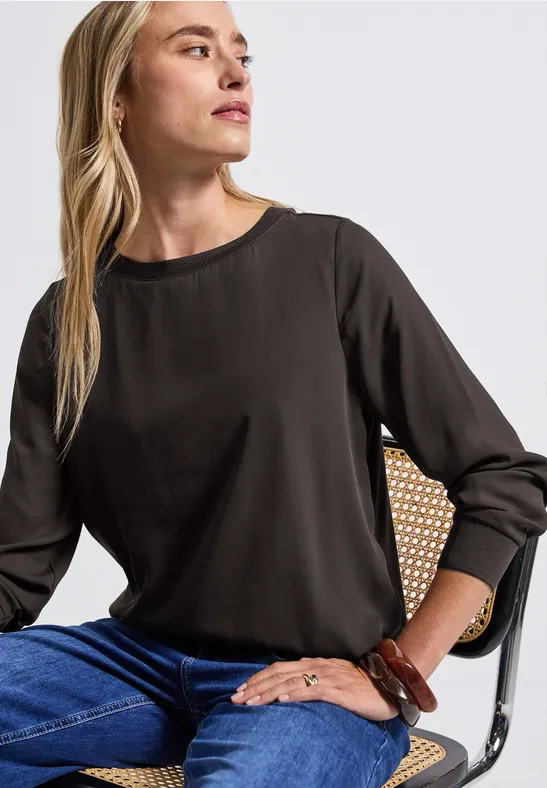 Materialmix Chiffon Shirt deep roast brown