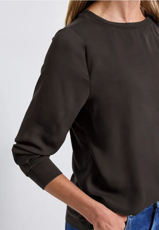Materialmix Chiffon Shirt deep roast brown