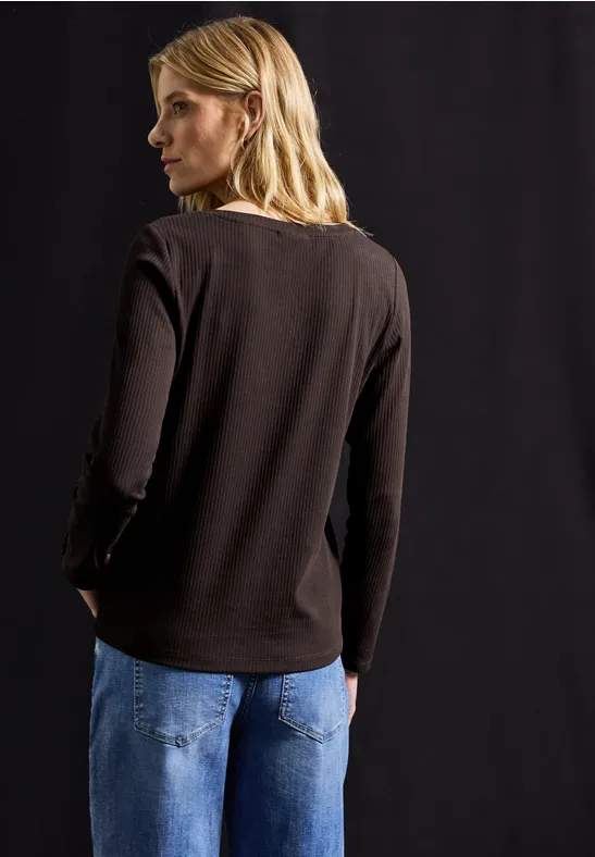 T-shirt avec structure côtelée deep roast brown
