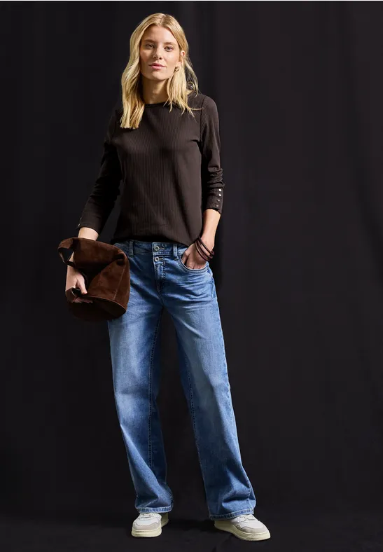 T-shirt avec structure côtelée deep roast brown