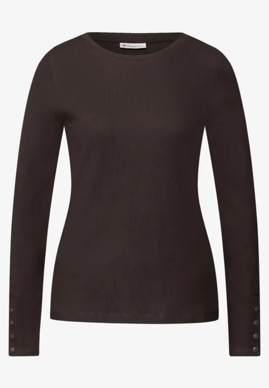 T-shirt avec structure côtelée deep roast brown