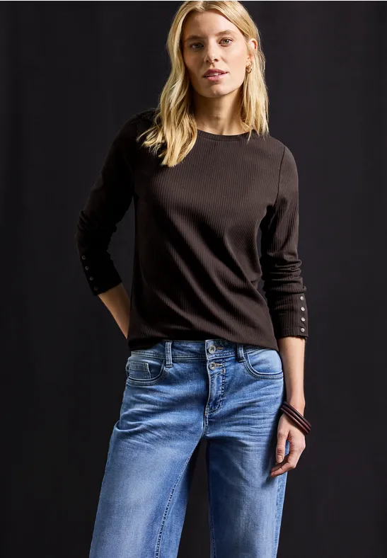 T-shirt avec structure côtelée deep roast brown
