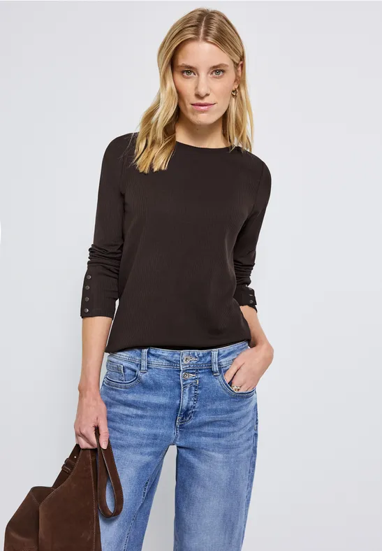 T-shirt avec structure côtelée deep roast brown