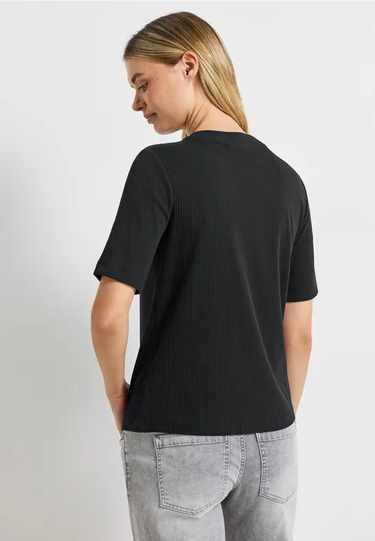 T-shirt à structure côtelée Black