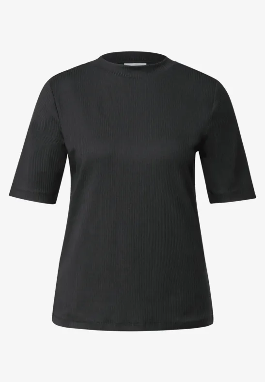 T-shirt à structure côtelée Black