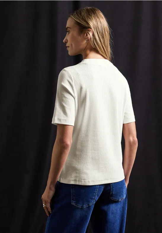 T-shirt à structure côtelée off white