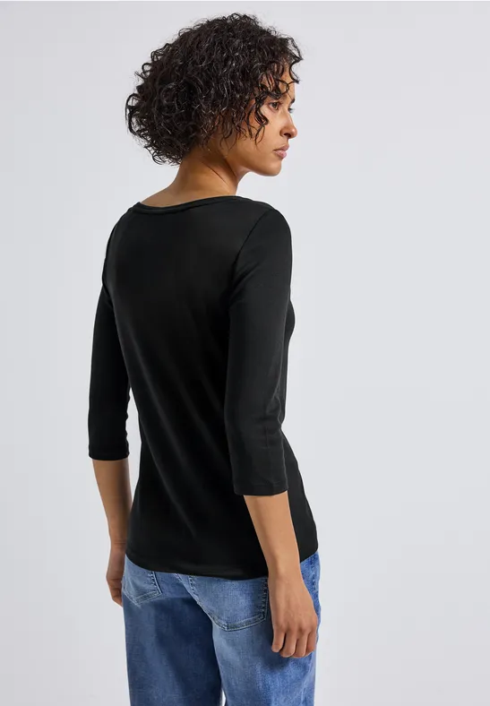 Basic Shirt mit Knopfdetail Black