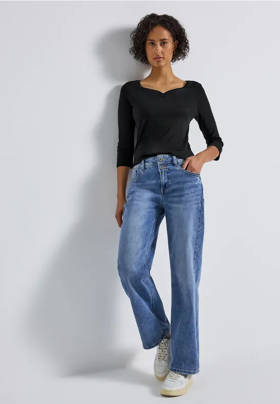 Basic Shirt mit Knopfdetail Black