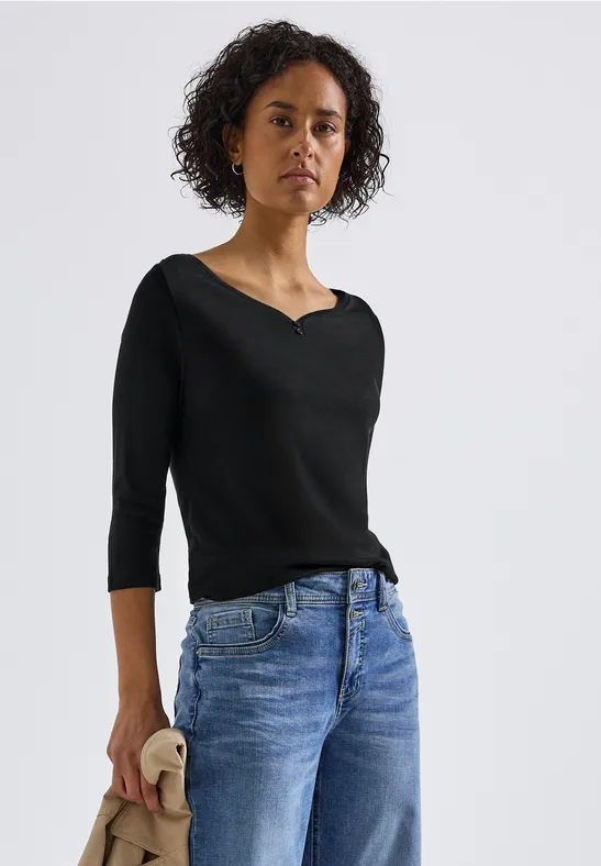 Basic Shirt mit Knopfdetail Black