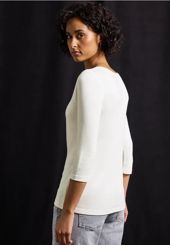 T-shirt basique avec détail de boutons off white