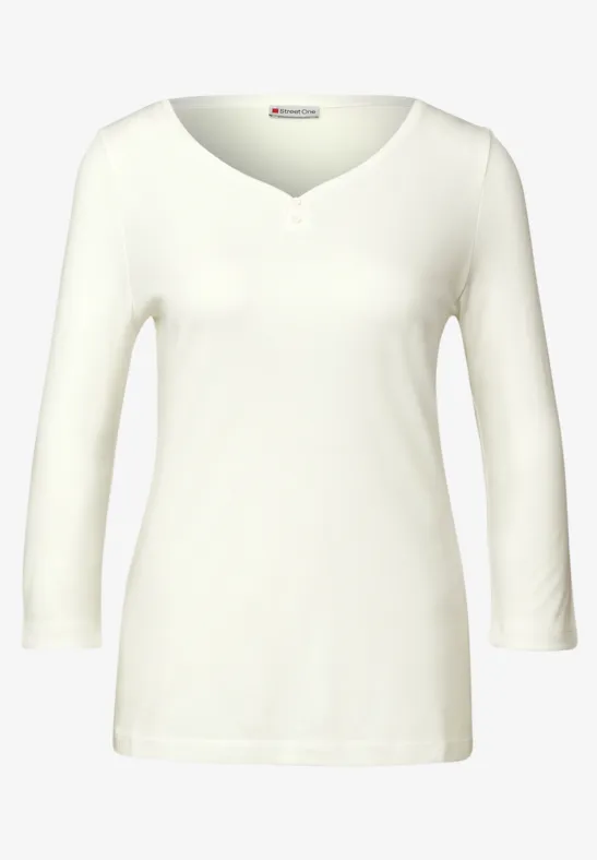 T-shirt basique avec détail de boutons off white